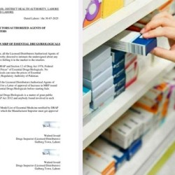 Drug Distributors in Lahore Directed to Notify Authorities Before Increasing Prices of Medicines