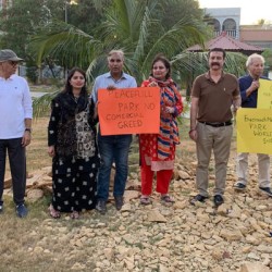 Residents protest conversion of Justice Rana Bhagwandas Park as experts warn of health impact