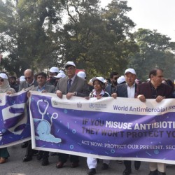 WHO NIH lead awareness walk Pakistan launches National Pathogen List tackle antimicrobial resistance