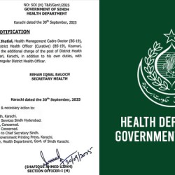 Sindh health secretary under fire as doctor removed for poor performance given charge of DHO Keamari