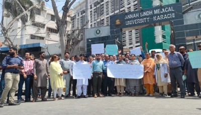 Jinnah Sindh Medical University Stages Protest Rally Against Indian Aggression