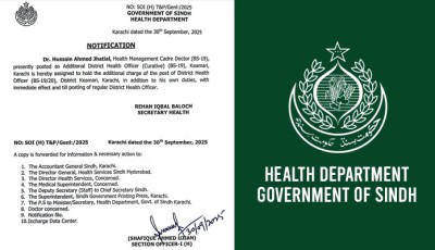 Sindh health secretary under fire as doctor removed for poor performance given charge of DHO Keamari