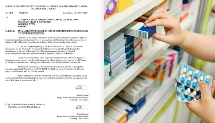 Drug Distributors in Lahore Directed to Notify Authorities Before Increasing Prices of Medicines