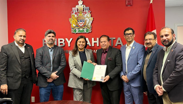 Dr. Zahid Hasan Ansari Receives Appreciation Certificate from Canadian Minister Ruby Sahota