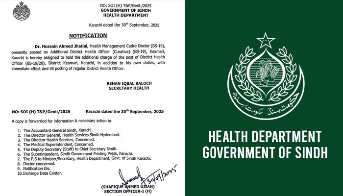 Sindh health secretary under fire as doctor removed for poor performance given charge of DHO Keamari